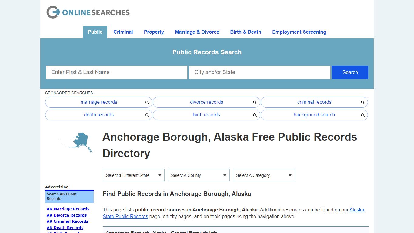 Anchorage Borough, Alaska Free Public Records Directory